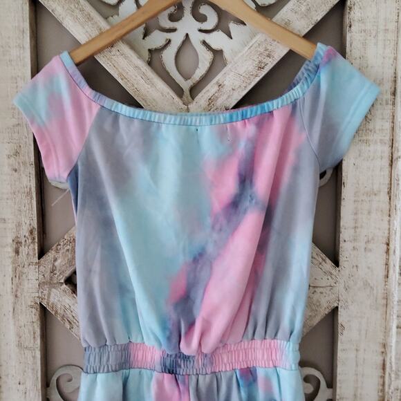 VCI Women's Off the Shoulder Knit Crop Jumpsuit in Pastel Tie Dye - Picture 7 of 10